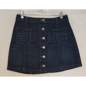Aeropostale Denim Mini Skirt Blue Size 8 Buttons Womens 1302
